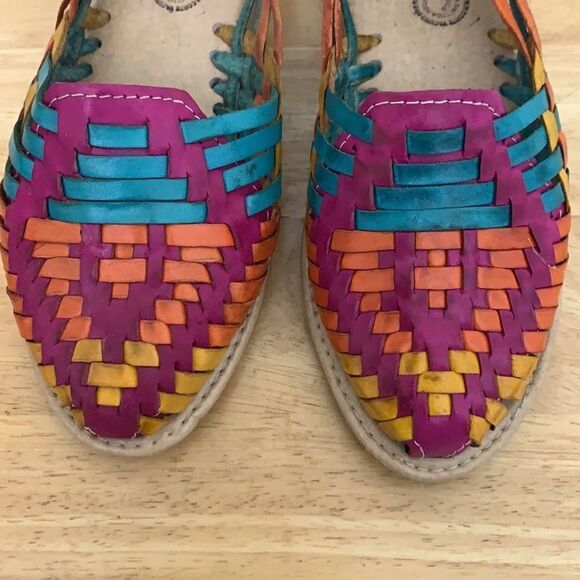 Colorful Woven Leather Huaraches Size 8 - Picture 2 of 8